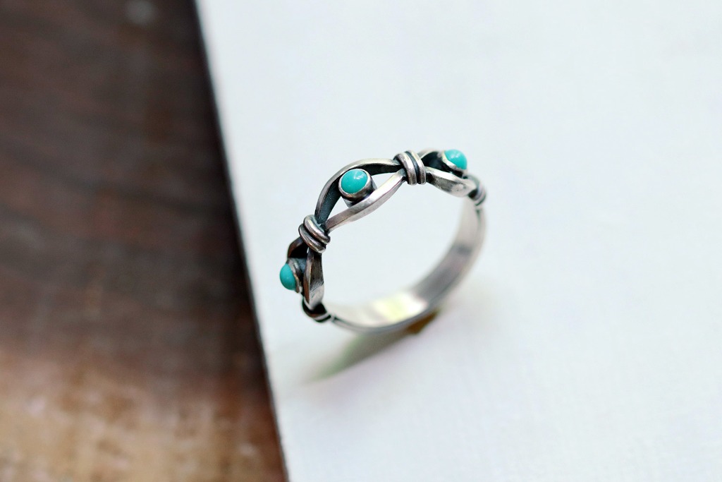 3 Stone waved ring | Turquoise ver.
